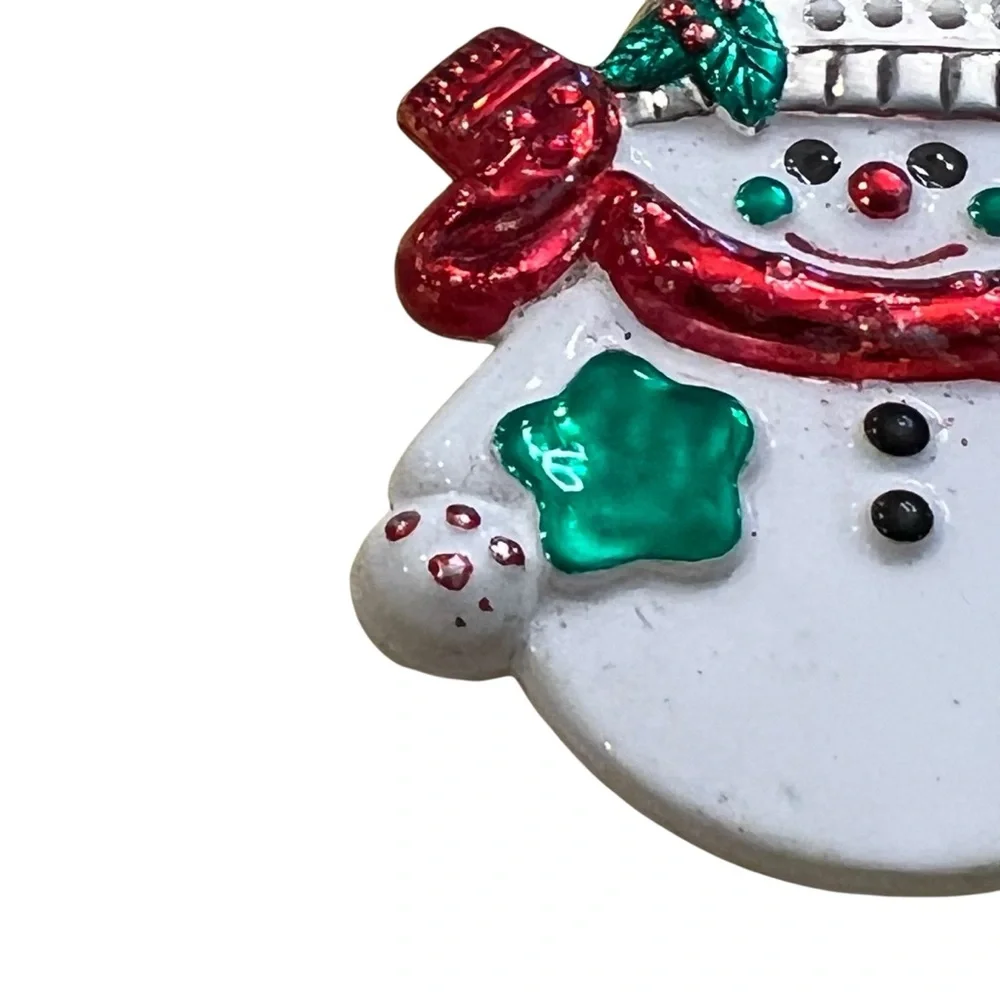 Christmas Snowman‎ Enamel BEST Vintage Brooch Pin Pendant Combo Colorful Festive